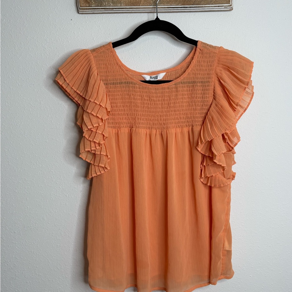 BB Dakota Tangerine Textured Blouse